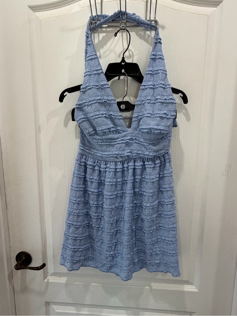 Sky Blue Lace Halter Top